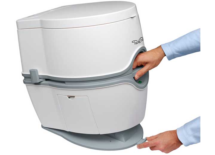 PORTA POTTI 565E WHITE/GRAY PLASTIC PORTABLE TOILET - 5.5 GALLONS