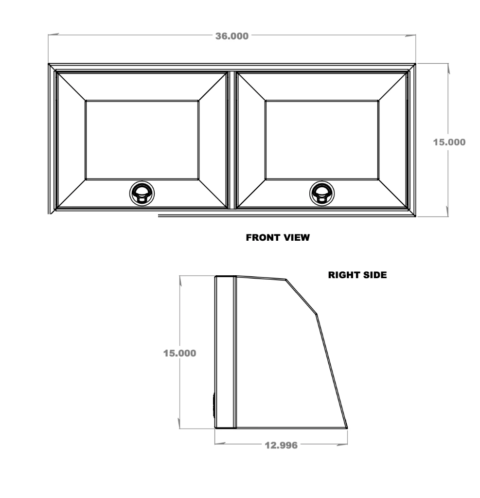 36" Upper Cabinet - Aluminium Powder Coat