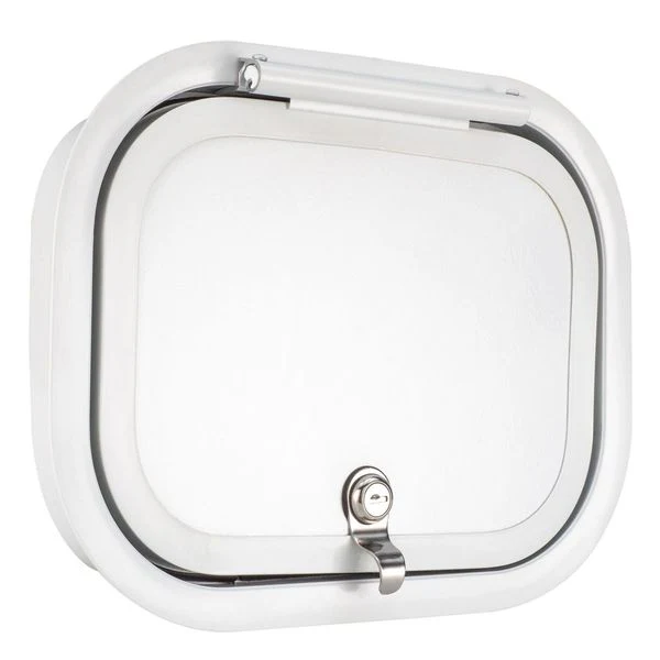 Round RV Baggage Door White 12" X 9"