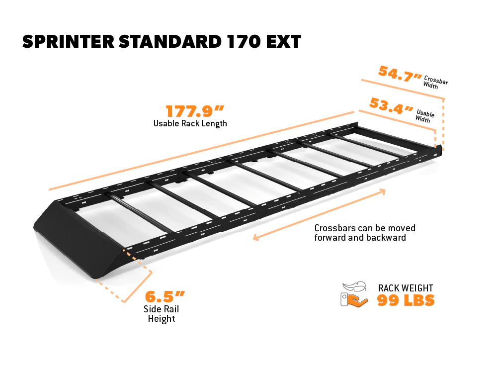 SPRINTER VAN STANDARD ROOF RACK | 170" EXT - FVCO