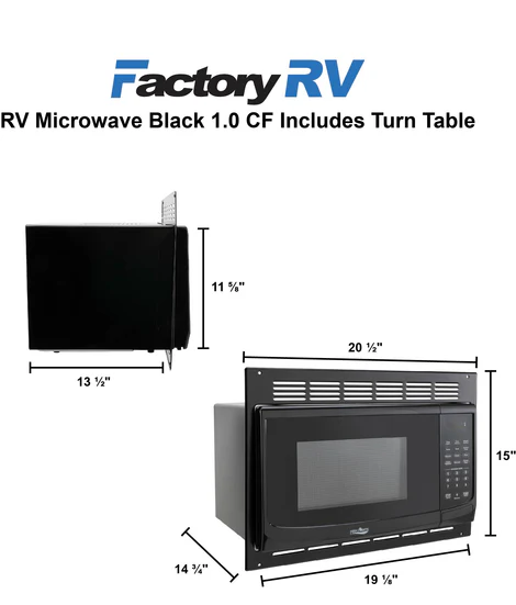 RV Microwave Black 1.0 CF Includes Turn Table