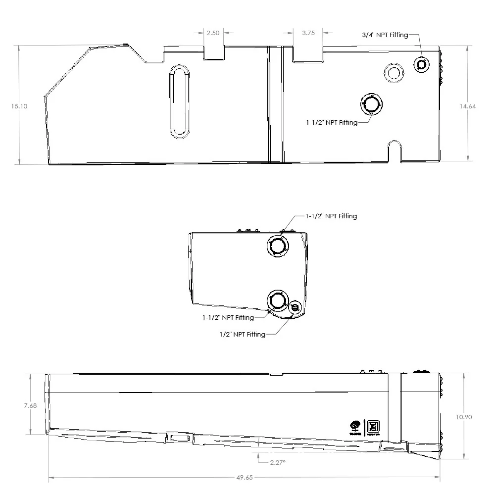 22 GALLON DRIVERS SIDE UNDERCARRIAGE FRESH/GREY WATER TANK FOR 2015-2024 FORD TRANSIT 148" & 148" EXT