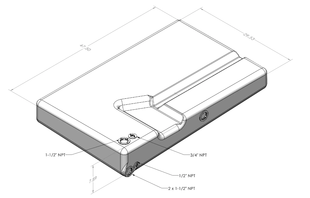 36 GALLON UNDERCARRIAGE FRESH/GREY WATER TANK FOR 2013-2024 DODGE / RAM PROMASTER 2500, 3500 159” AND 159" EXT