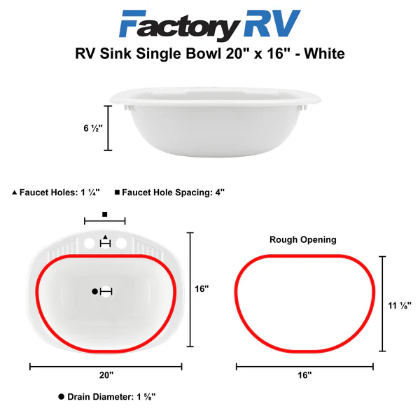 ToughGrade Single Bowl 20" Long x 16" Wide Bathroom Sink