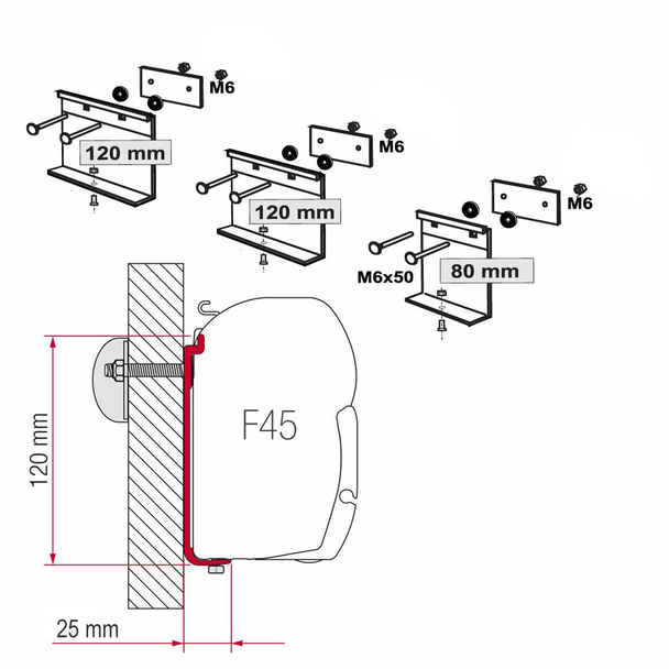 Awning Installation Bracket Set - Fiamma F45s - 98655-391 