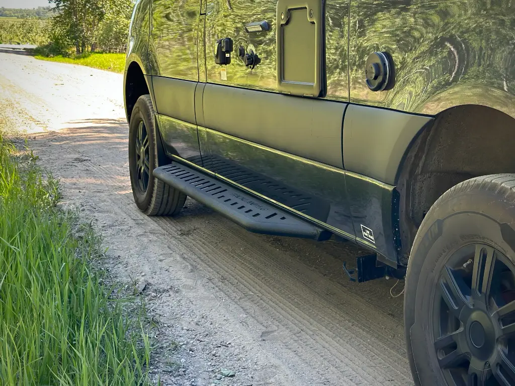 APEX Side Steps for 144 Sprinter - Short (83") Driver Side - Drop Down - Aluminum - BACKLAND EXPEDITION GEAR
