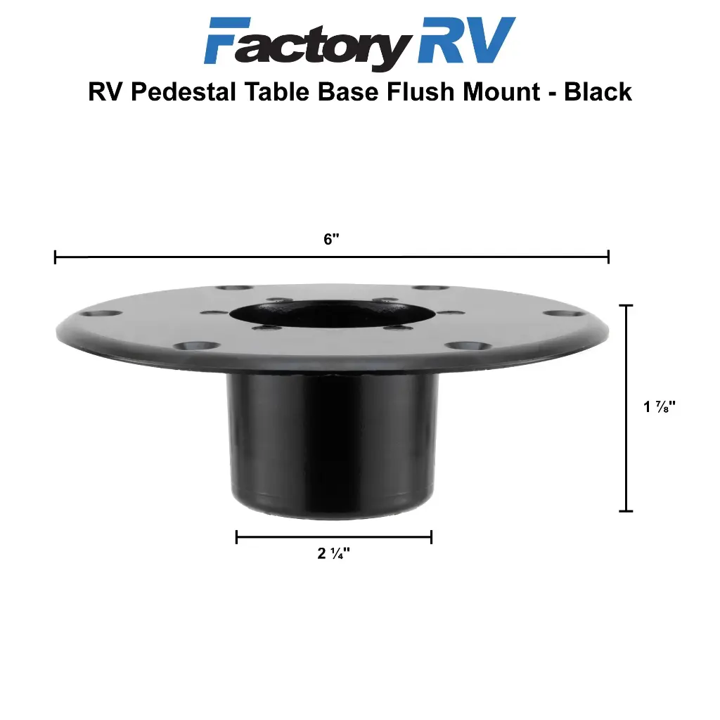 Heng's RV Table Pedestal Base Flush Mount | Metal | Black and Chrome