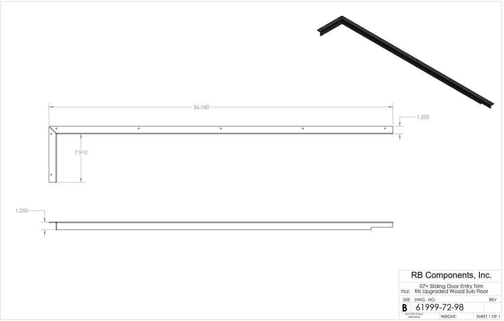 07+ Sprinter Van Sliding Door Step Entry Trim - Fits W/ Upgraded 3/4" Sub Floor