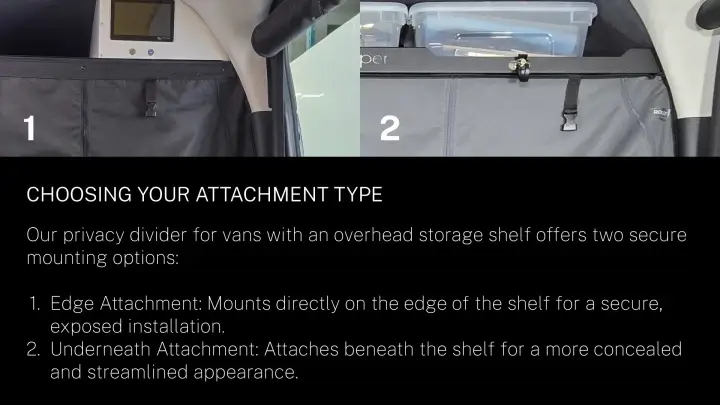 Privacy Divider | Mercedes Sprinter 2007+ (overhead storage shelf)
