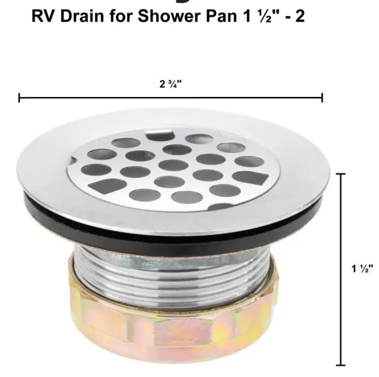 RV Drain for Shower Pan 1 ½" - 2"