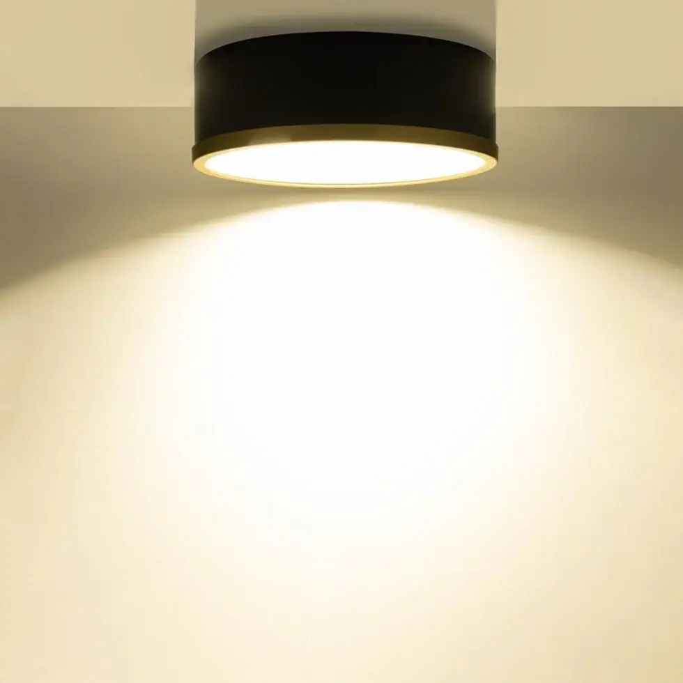 RV Flush Mount Ceiling Light | 12V LED | Interior Lighting | Matte Black & Gold Trim Finish
