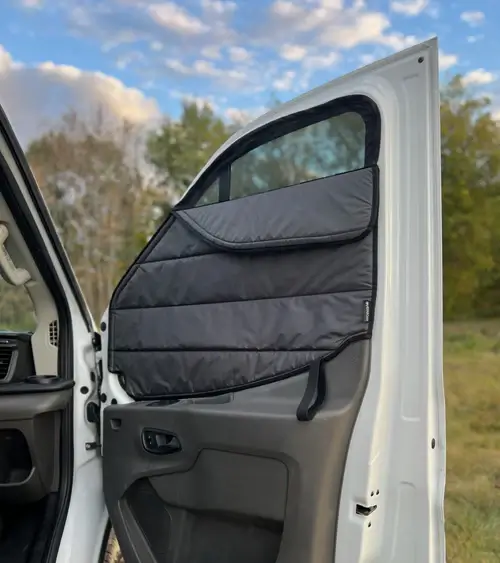 Insulated Front Cabin Window Cover Set (3-Pack) – Ford Transit 2020+ (Medium/High Roof)