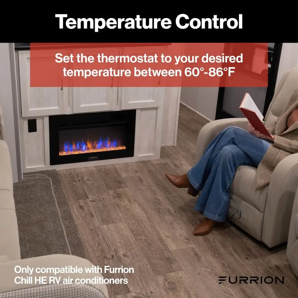 Furrion Chill® Multi-Zone Wall Thermostat - Black, 3 Fan Speeds (R32) #FACW12ESZA2-BL-AM 