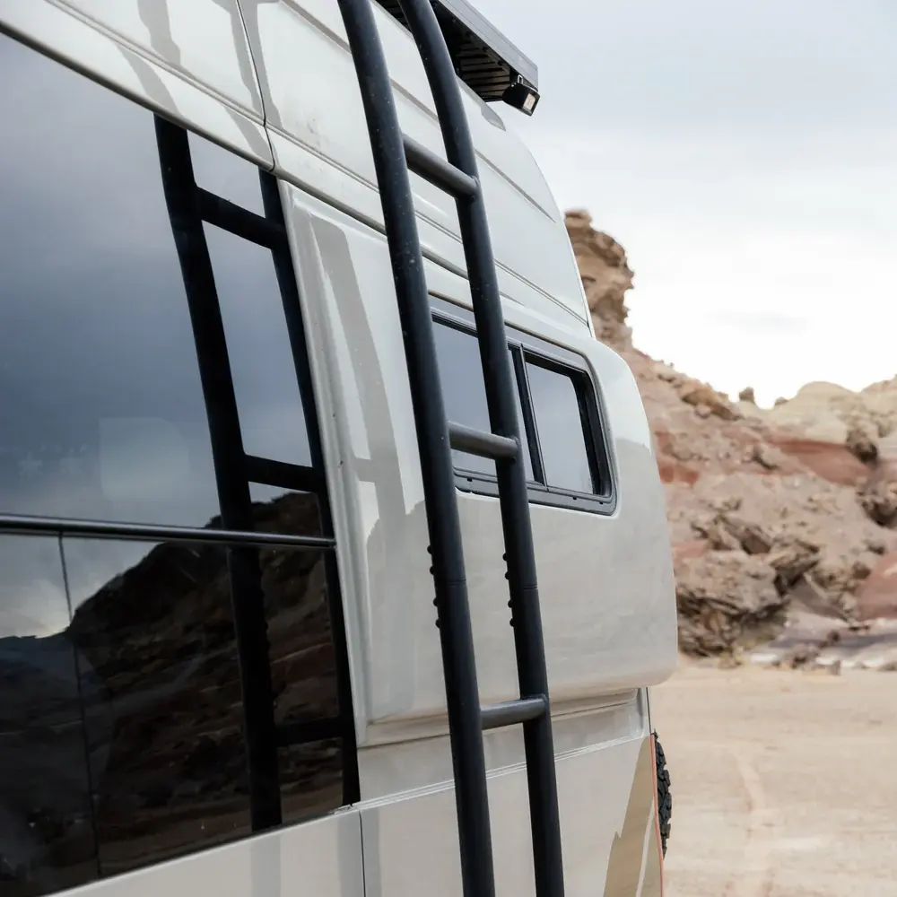 Strong, Sleek, and Certified Aluminum Ladder.  Built for Strength Grooved Steps Sleek Design Lightweight Construction Easy Installation2.webp