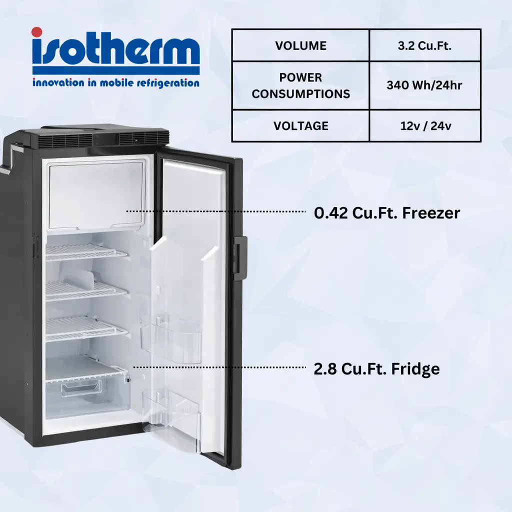 Isotherm FL90 Slim RV Electric Refrigerator:Freezer - 12V DC - 3.2 C:F 2.webp