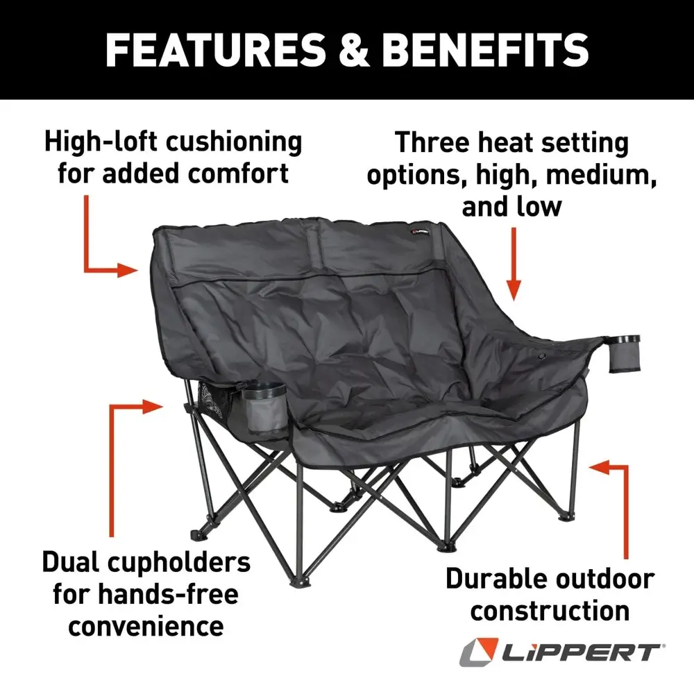 Big Bear Heated Folding Loveseat