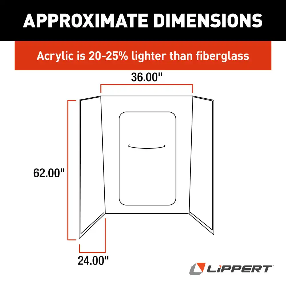 Bathtub Wall Surround - 24" x 36" x 62", White #WPF243662SPK