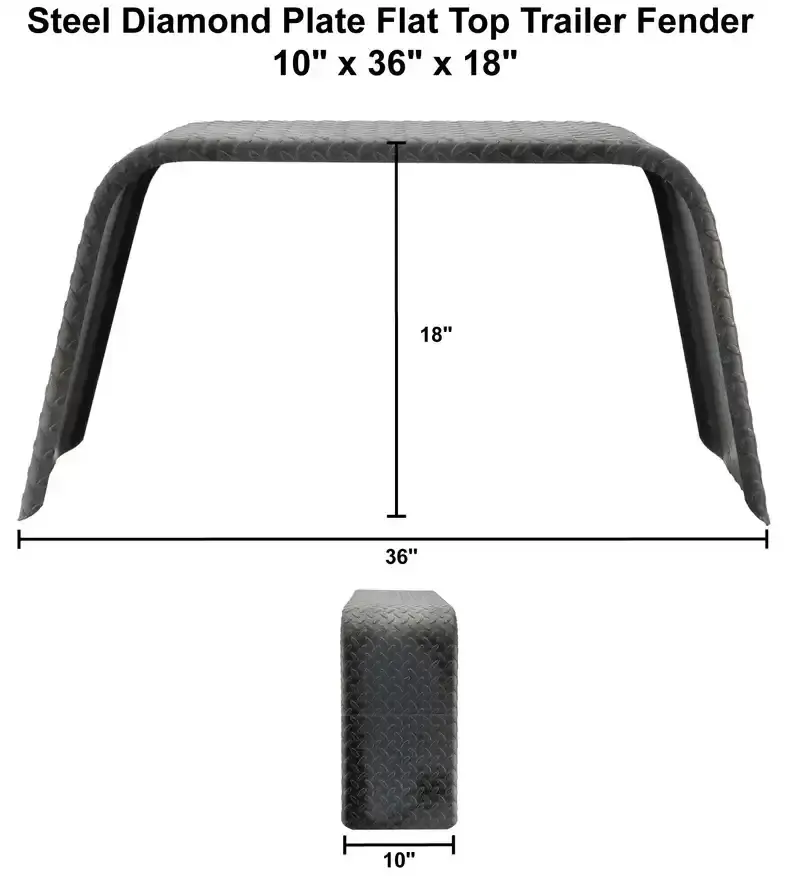 Trailer Fender 10x36x18 Steel Diamond Plate Flat Top  005.webp