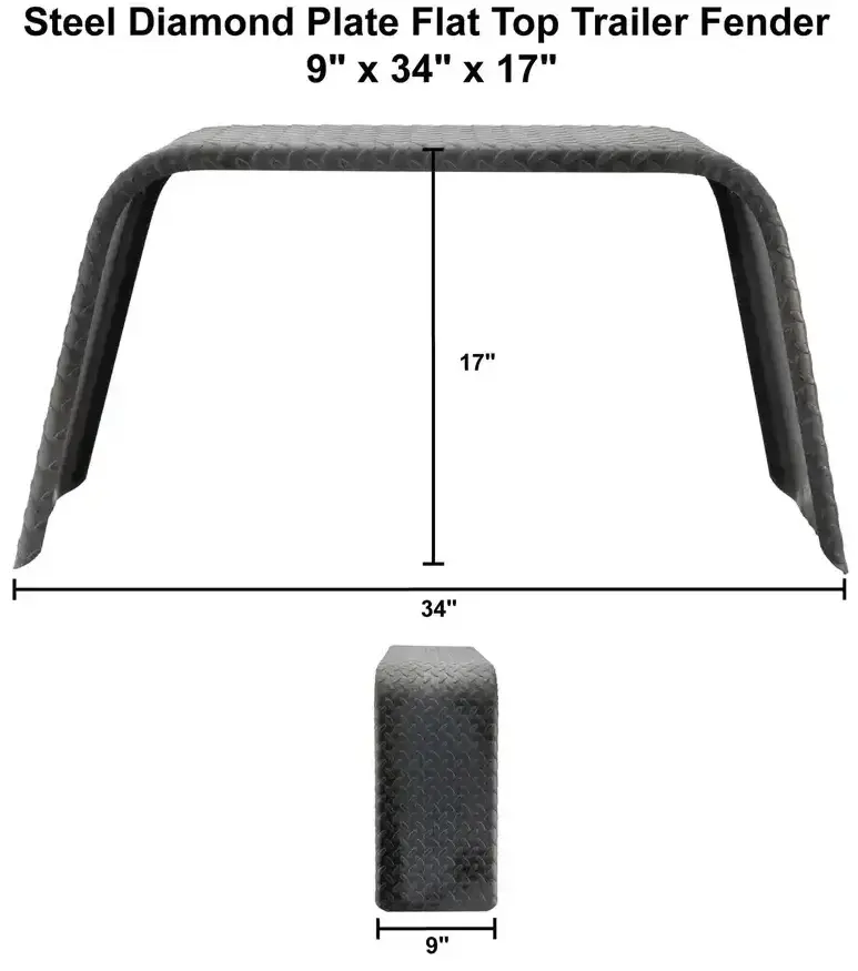 Trailer Fender 9x34x17 Steel Diamond Plate Flat Top 004.webp