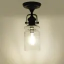 RV Ceiling Light | 12V LED Semi-Flush Matte Black Glass