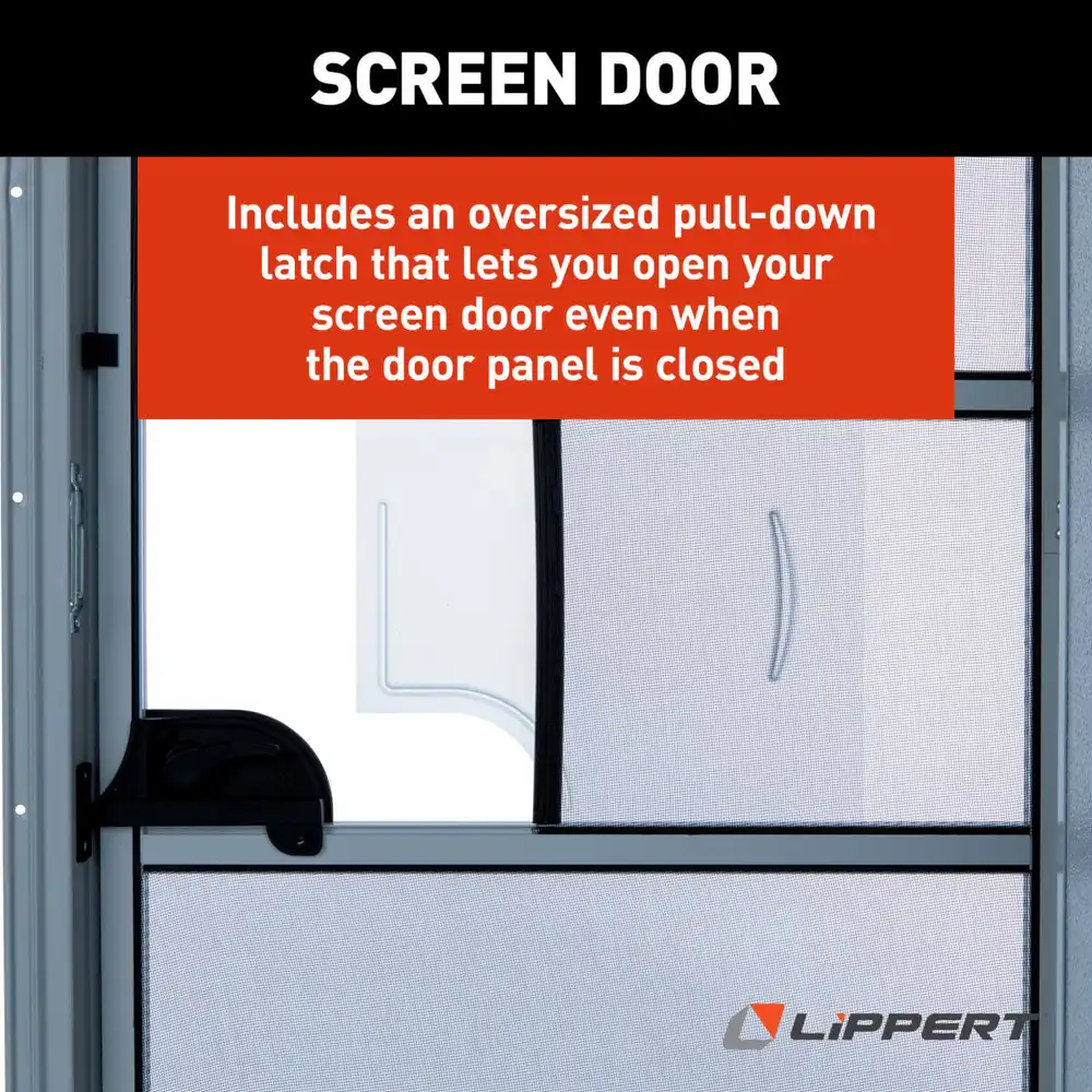 Right Hinge RV Radius Entry Door with Screen Door - Polar White 