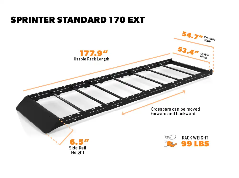170" EXT - SPRINTER VAN STANDARD ROOF RACK