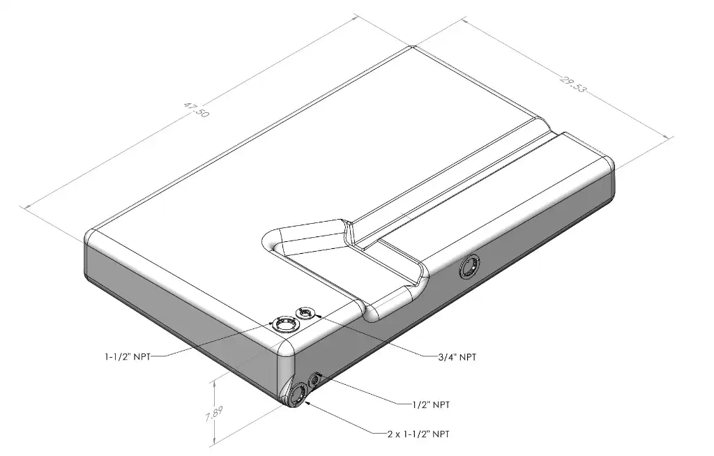 36 Gallon Undercarriage Fresh/Grey Water Tank for 2013-2025 Dodge / Promaster 2500, 3500 159” and 159" ext (10-3021)
