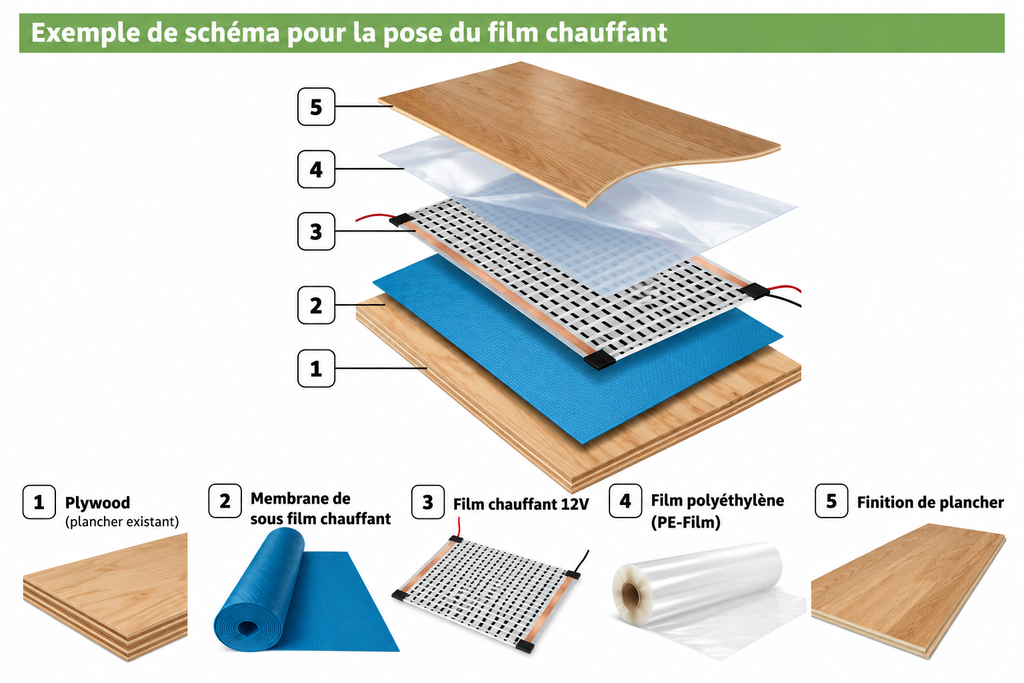 Schéma éclaté d’un plancher chauffant 12V.webp