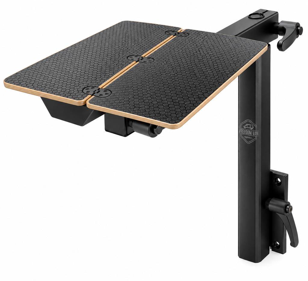 Table pliante noire sur support FREEDOM VAN.webp