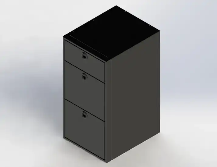 18" Three Drawer Base Cabinet - Aluminium Powder Coat