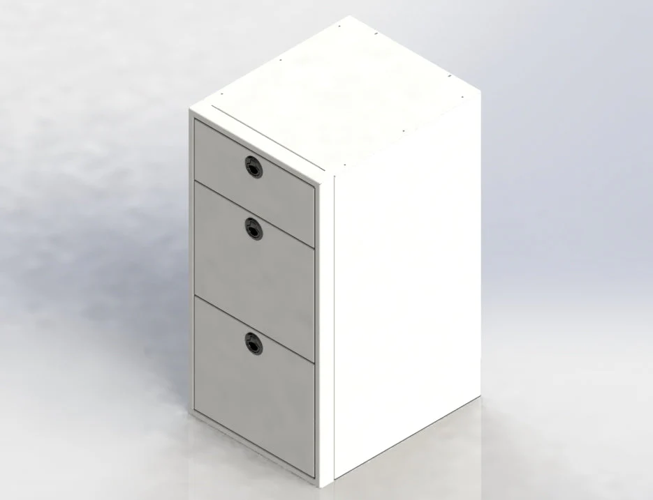 18" Three Drawer Base Cabinet - Aluminium Powder Coat