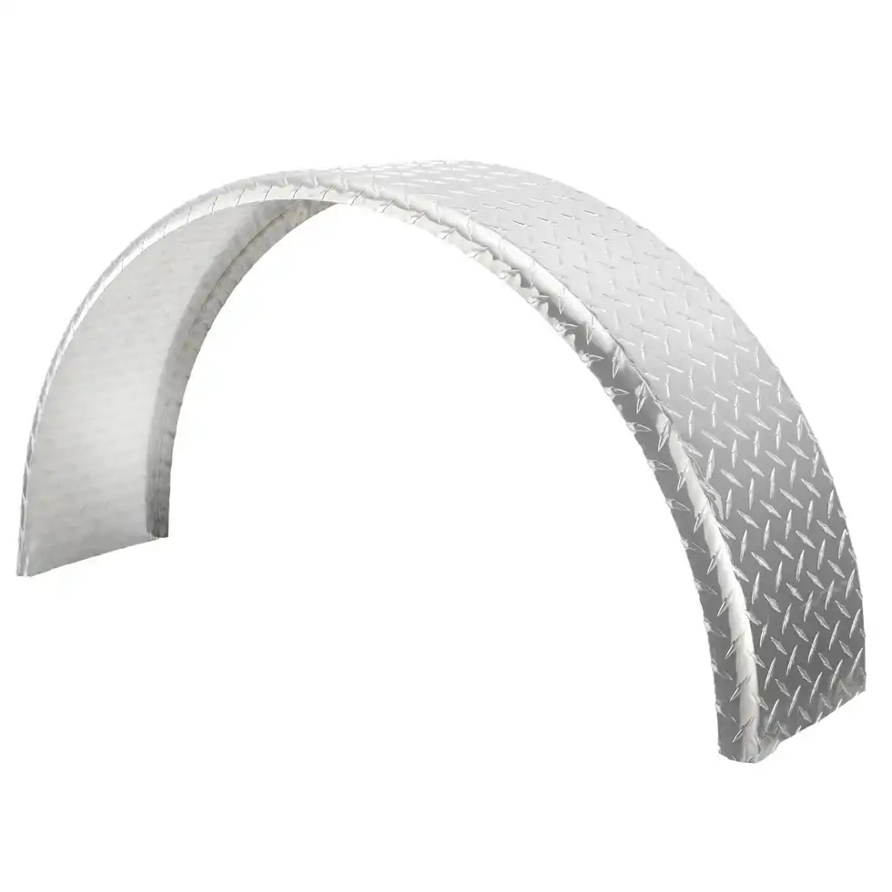 Toughgrade Aluminum Diamond Plate Round Top Trailer Fender 8" X 34" X 17"