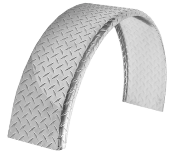 ToughGrade Aluminum Diamond Plate Round Top Trailer Fender 10" X 34" X 17"