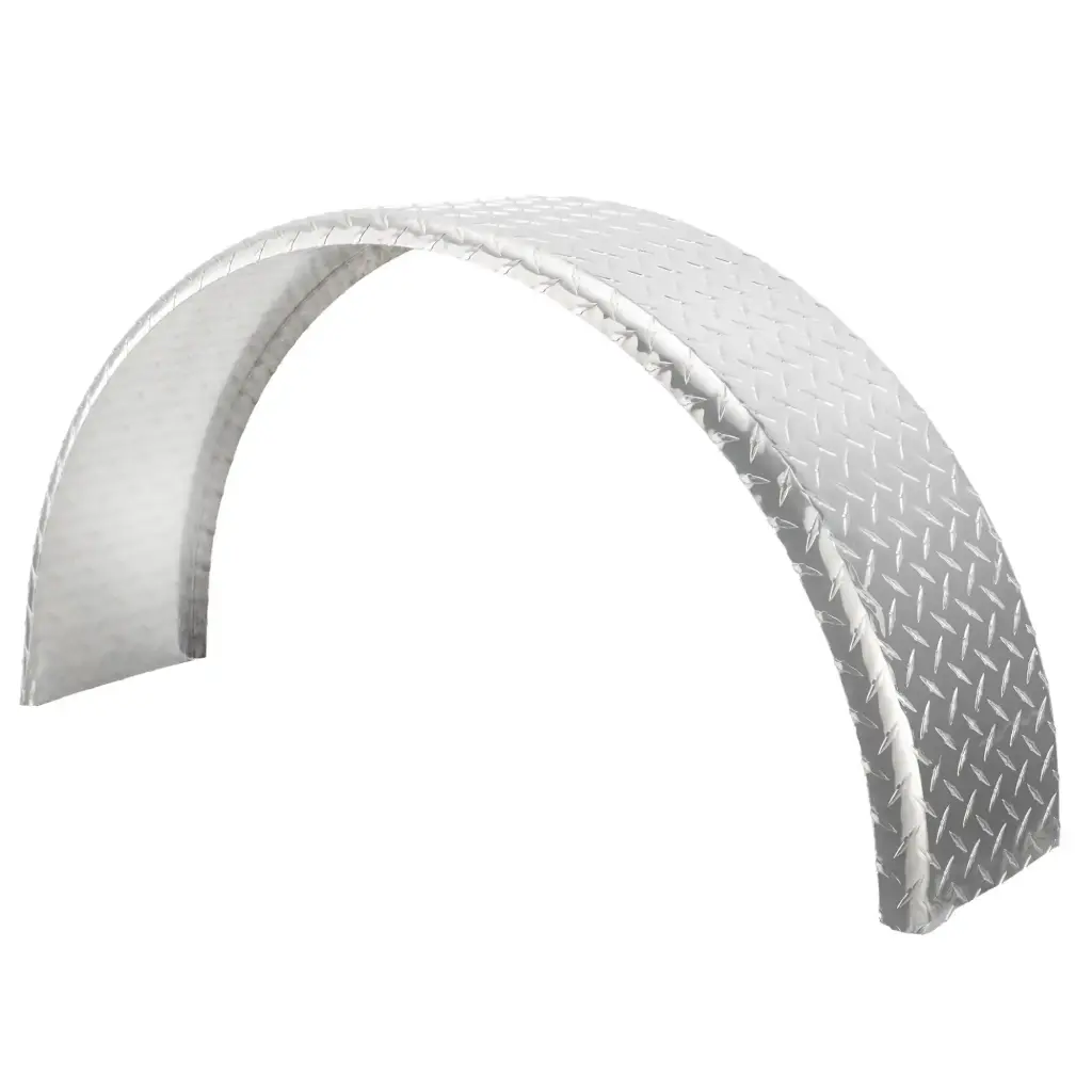 ToughGrade Aluminum Diamond Plate Round Top Trailer Fender 10" X 34" X 17"