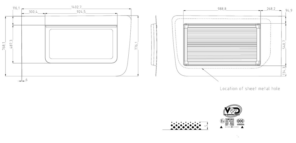 VWD Premium Awning Van Window ( SR101-AW)