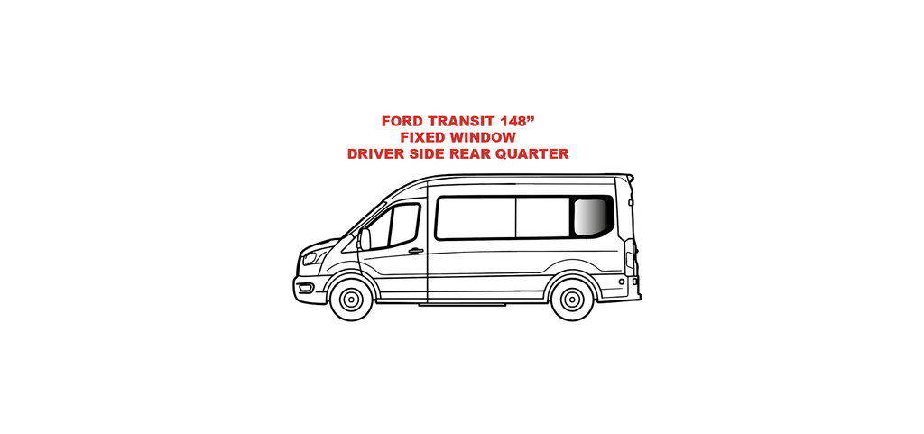 VWD Ford Transit Van Window Medium / High Roof 2015+ Driver Side Rear Quarter 148"WB - DTT18007