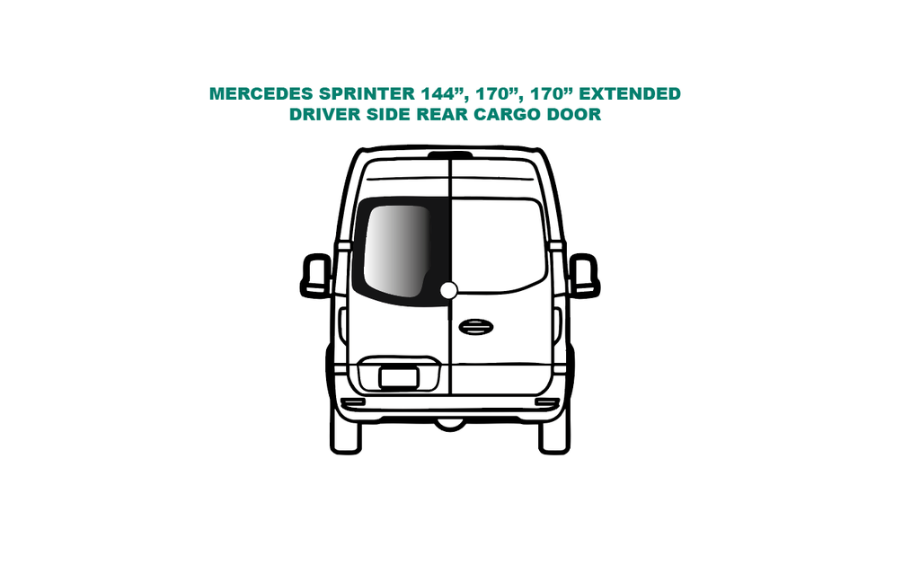 VWD Mercedes Sprinter Van Window 2007-2018 Driver Side Rear Cargo Door - DTSPCR013-T068507L 