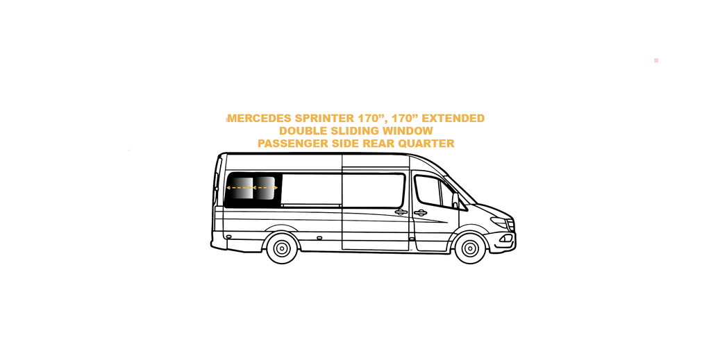 Premium Double Sliding window - Passenger Side Rear Quarter - MERCEDES SPRINTER - (T905387R)