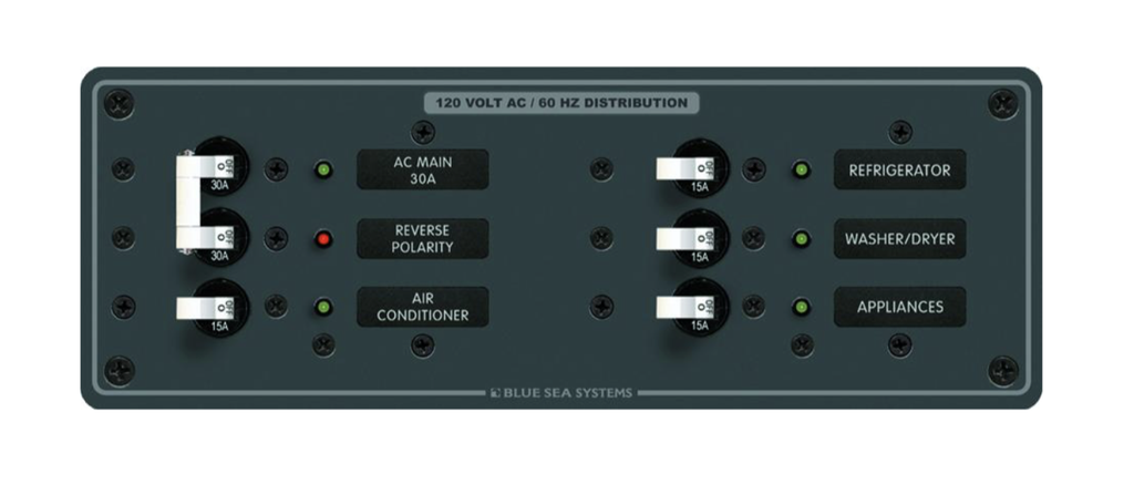 120V PANEL AC 4 CIRCUIT + MAIN - BLUE SEA