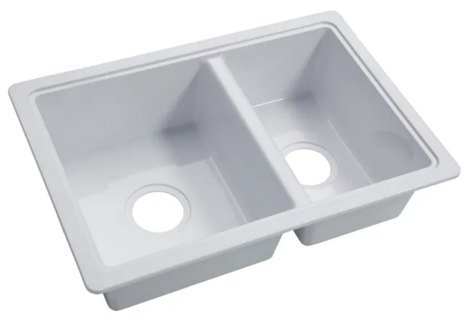 Lippert RV Double Kitchen Galley Sink - 25" x 17" x 6.6" ABS Plastic