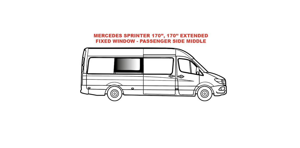 VWD Série Solide – Fenêtre Fixe en Verre (SL103-F) – Côté Conducteur Arrière pour Mercedes Sprinter 170" Empattement Long (2007–2025)