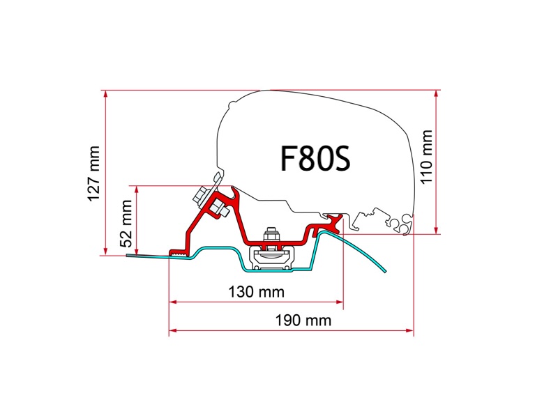 Mercedes Sprinter w/ Roof Rail - Fiamma F80S Awning Mounting Bracket - 98655-772