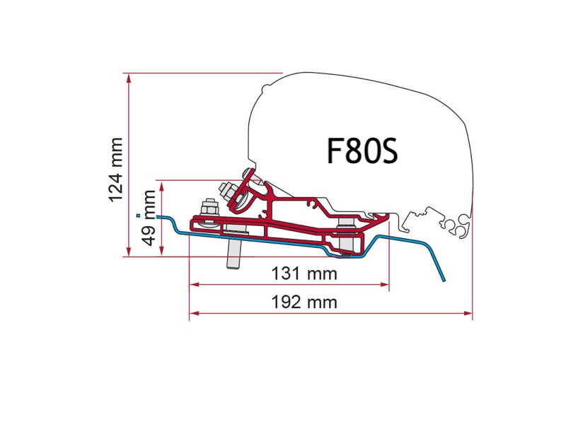 Ford Transit High Roof 148" W.B. - Fiamma F80s/F65 Eagle Awning 320 Mounting Bracket - 98655Z108