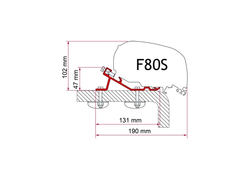Universal - Fiamma F80S RV Awning Installation Adapter Bracket - 98655-855 