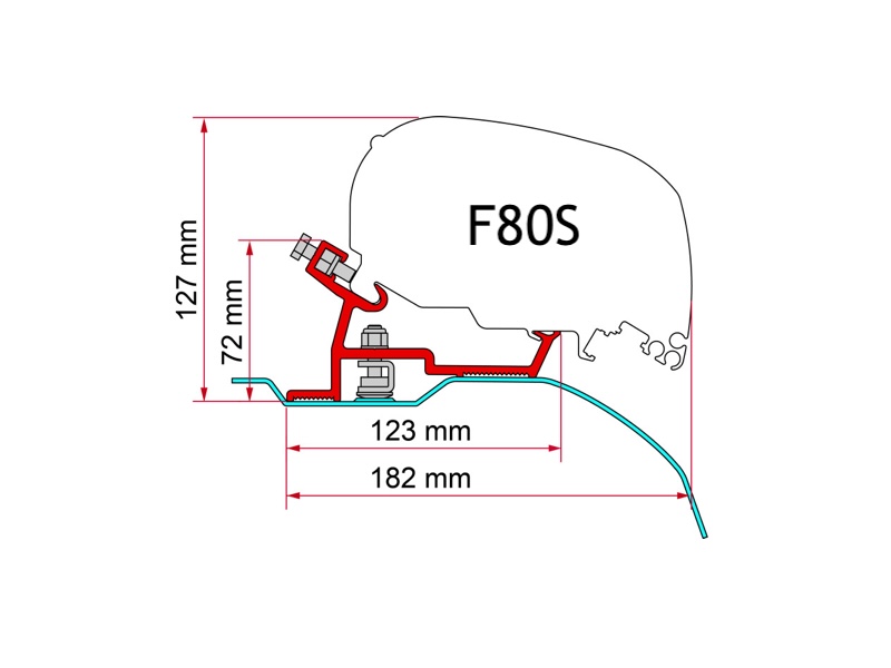 Fiamma® F80S Awning Mounting Bracket - RAM Promaster (Not Extended)