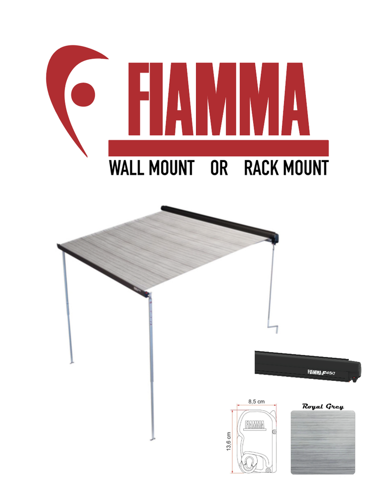 Fiamma F45S Awning - Wall Mount or Rack Mount - Royal Grey