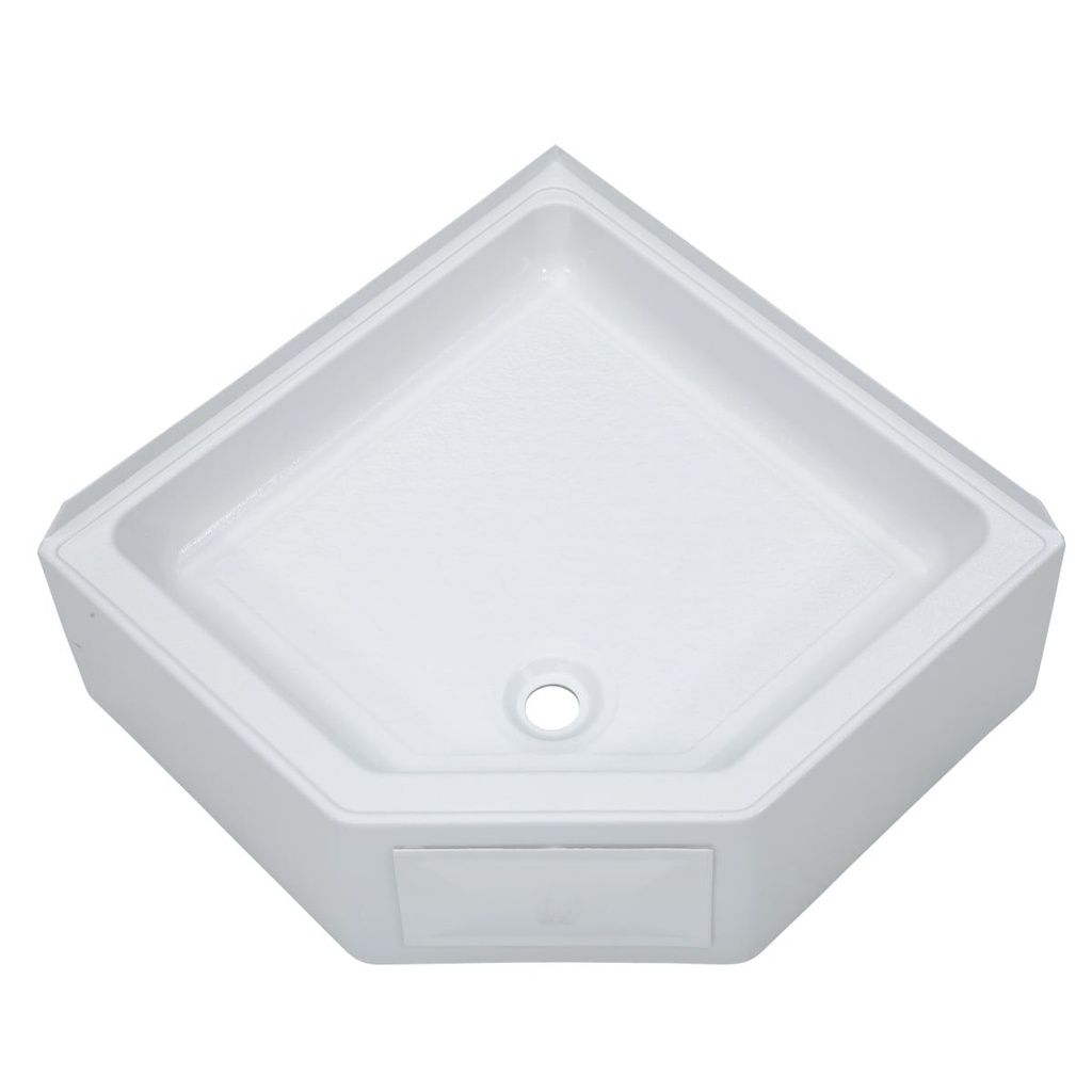 27" X 27" CORNER SHOWER PAN; CENTER DRAIN; 10.5" APRON W/ACCESS PANEL