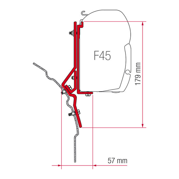 Fiamma® F45s VW T4 EuroVan Awning Adapter Bracket - (Fit for Promaster with Pop-up on roof top) 98655-292