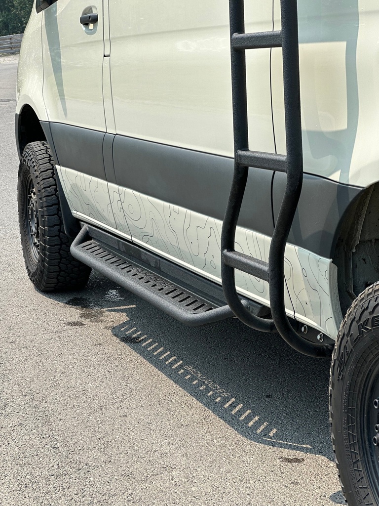 APEX Side Steps for 144 Sprinter - Short (83") Driver Side - Drop Down - Aluminum - BACKLAND EXPEDITION GEAR