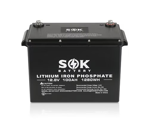 SOK – 12V 100Ah Lithium Battery, Bluetooth and Self-Heating, with Plastic Case